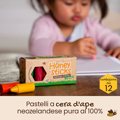 - Pastelli in 100% Pura Cera D’Api (Confezione Da 12 Pezzi). Naturali, Atossici E Sicuri per Tutti I Bambini, Da 1 Anno in Su. Fatti a Mano in Nuova Zelanda.