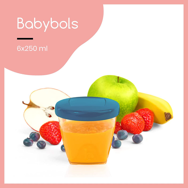 A004309 Babybols Set Da Sei Vasetti Ermetici Conservazione Pappe, 250 Ml, ‎Multicolore, ‎10.41 X 14.48 X 11.43 Cm; 226.8 Grammi