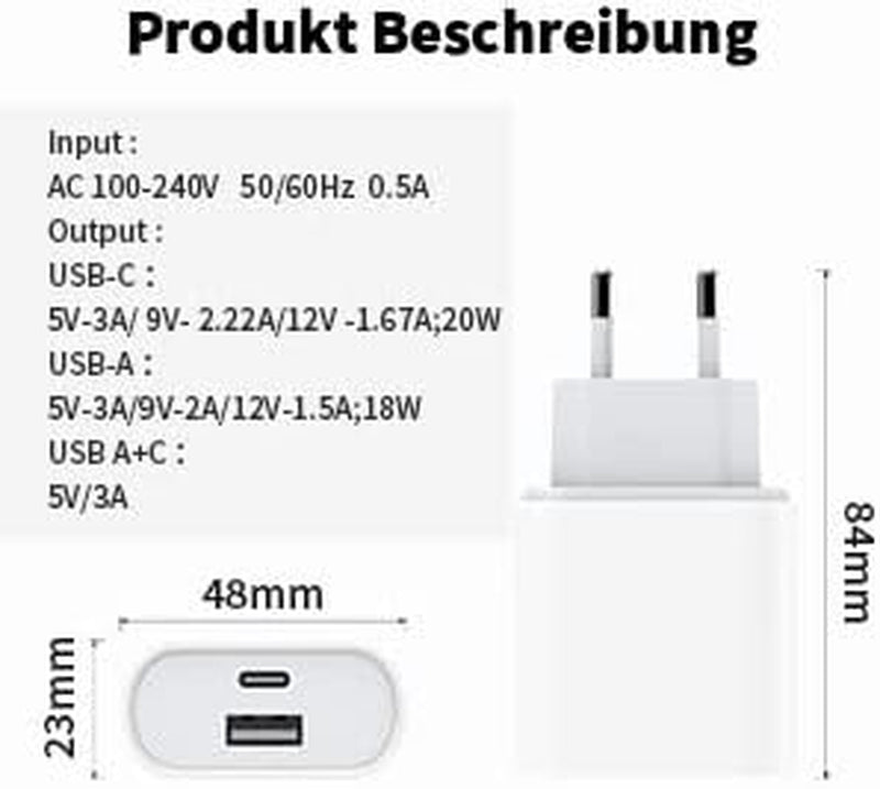 Caricabatterie USB C Caricatore per Iphone 14/13 /12/11 /Pro/Max/Mini/Se/X/Xr/Xs /8/7 /6S /5S, 20W USBC Rapido Alimentatore Presa Spina Ricarica Adattatore Muro Carica Spinotto