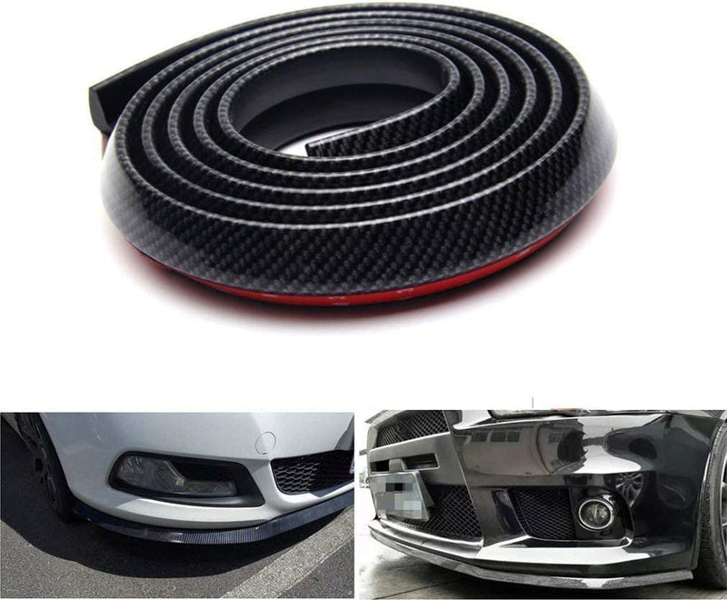 Spoiler Protezione Paraurti per Auto,  Protettore Respingente Auto Anteriore Fibra Di Carbonio Lip Modanatura Frontale 2.5M Universale Sticker Lip Bumper Forte Appiccicoso (Nero + Argento)