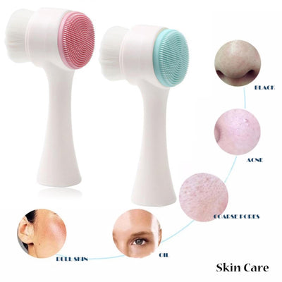 Double-Sided Silicone Skin Care Tool Facial Cleanser Brush Face Cleaning Vibration Facial Massage Washing Product