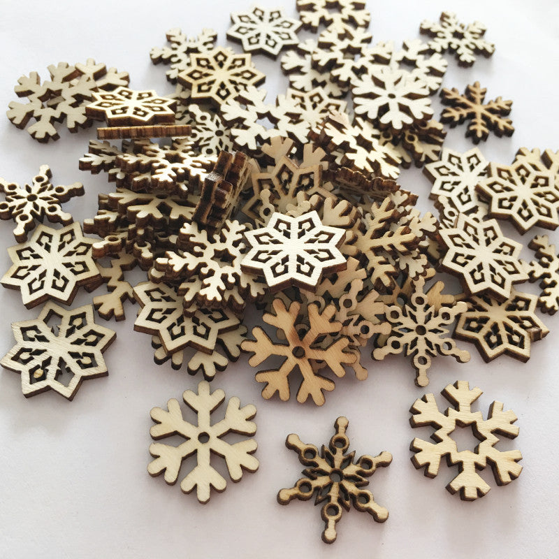 Christmas Decoration Wooden Log Color Snowflake Flakes