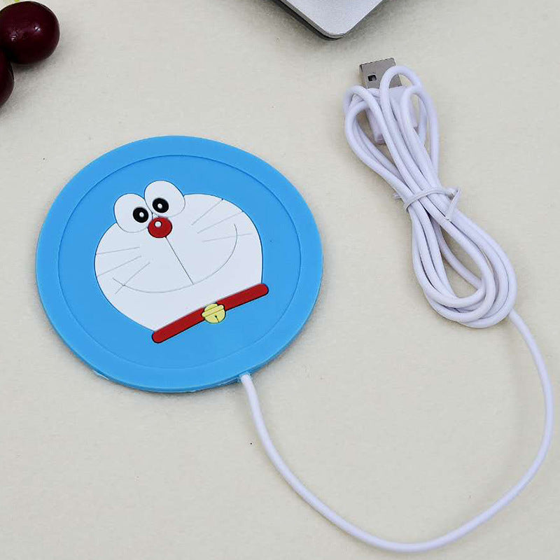 Cartoon Insulation Heating USB Heating Soft Rubber Coaster