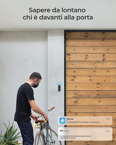 Videocitofono Campanello Wifi + Chime Kit, 5MP Video Doorbell Wifi 2,4/5 Ghz, Rilevamento/Avviso Intelligente Di Umana, Audio Bidirezionale, Visione Notturna a Infrarossi, Supporta Sd/Cloud