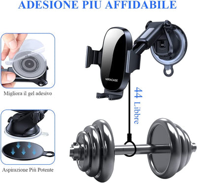 4 in 1 Supporto Telefono Auto, [Stabile & Multifunzionale], Porta Cellulare Auto Universale a Braccio Lungo per Cruscotto, Parabrezza E Presa D'Aria, Compatibile Tutti I Telefoni Da 4-7"