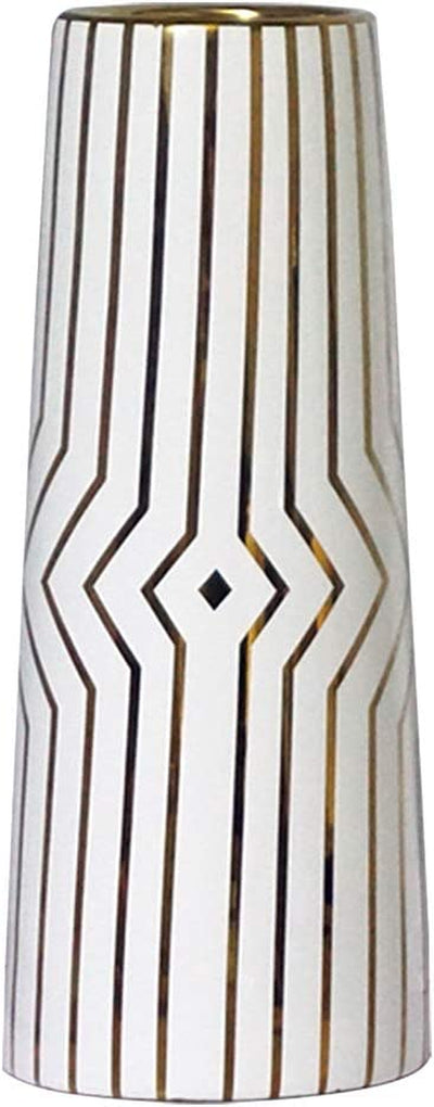 30Cm Bianco Oro Striscia Fiori Vaso Decorativo Di Design Moderno Collection per Ricorrenze Decorazioni per Interni Ristorante Bar Cafe Porcellana