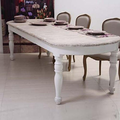 Tavolo Ovale Bianco Shabby Chic in Legno Massello Di Frassino- Arredamento Shabby Chic, Tavolo Da Pranzo Allungabile