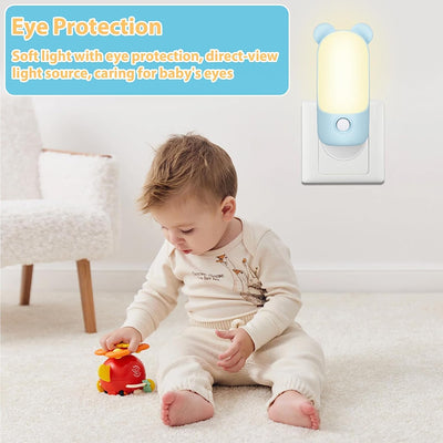 Luce Notturna per Bambini, Luce Notturna Da Presa LED a Forma Di Orso Con 2 Modalità, Lampada Da Parete Luce Notte Bambini Decor Camera Da Letto Neonato, Scale, Corridoio (Blu)