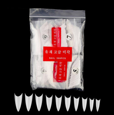 Manicure 500 Pieces of Fake Nail Tips Natural Fake Nail Tips Transparent Pieces Pointed a Pieces Korean Standard