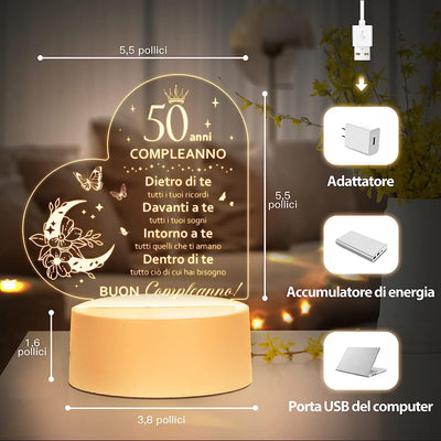 Regalo Donna Compleanno 50 Anni, 50 Anni Regalo Uomo Compleanno 1973, Regalo Amica Compleanno Luce Notturna, 50 Anni Regalo Compleanno Mama, Papa, Nonna, Sorella, Idee Regalo Amica Compleanno…