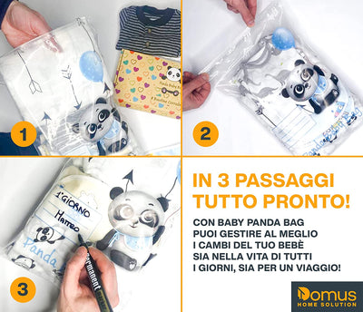 ® 8 Bustine Corredino Neonato Ospedale Panda Baby Bag - Sacchetti Cambio Neonato Ospedale Utili per Organizzare Borsa Parto Ospedale Mamma