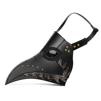 Woman Plague Doctor Mask Black Death Halloween Steam Punks Beak Synthetic Leather