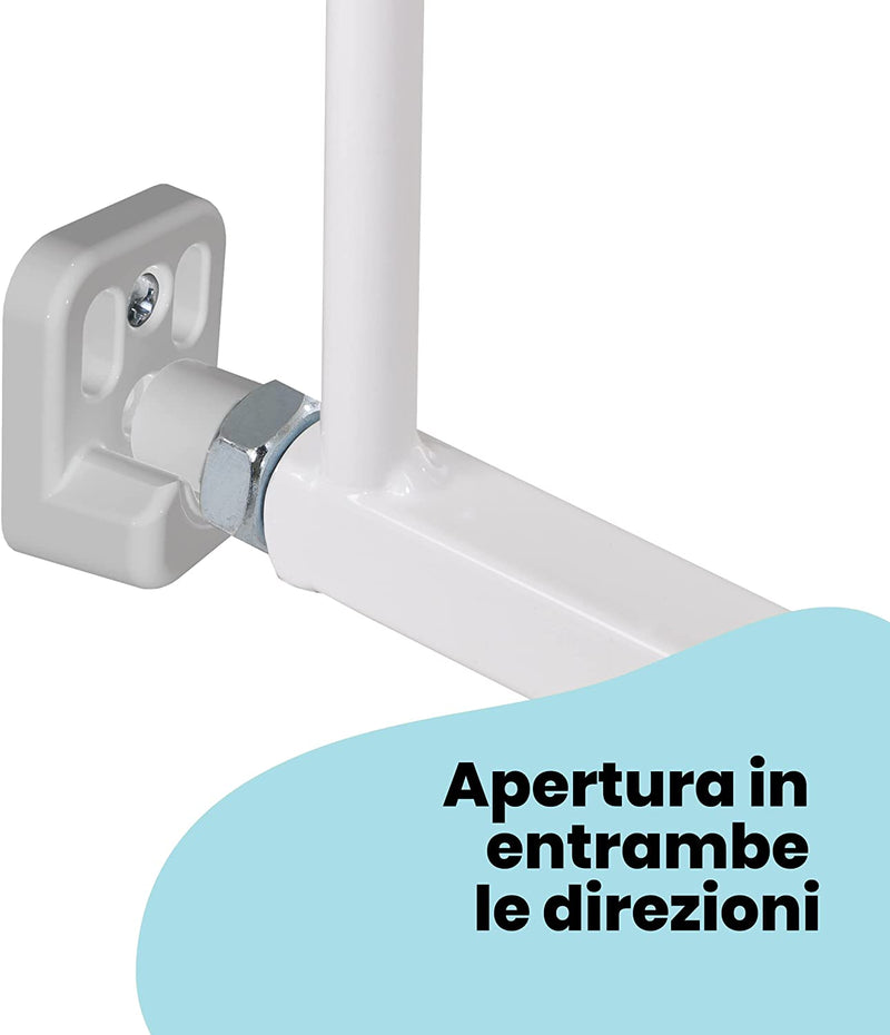 Wallfix Cancelletto Estensibile Di Sicurezza per Scale E Porte, Cancelletto per Bambini E Cani Da Interno, per Aperture 62-102 Cm, in Metallo Colore Bianco