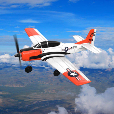 Mini T-28 Trojan 761-9 EPP 400Mm Wingspan 2.4G 6-Axis Gyro RC Airplane Trainer Fixed Wing RTF Mode 2 One Key Return for Beginner Two Batterries/Three Batterries