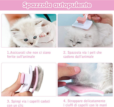 Spazzola per Gatti Cani,Autopulente Toelettatura Spazzola per Animali Pelo Corto/Lungo per Eliminare Pelo Superfluo Morto E Sottopelo,Spazzola Cane Autopulente,Non Graffiano Sulla Degli Animali