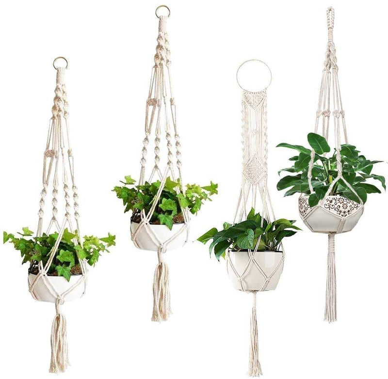 Flowerpot Flower Stand Indoor Outdoor Hanging Plant Rack Holder Decorative Flowerpot Cotton Rope