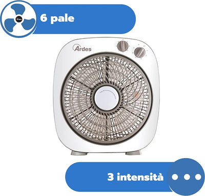 AR5B24 Ventilatore Portatile Rinfrescante Da Pavimento O Tavolo Con 6 Pale E 3 Livelli Di Intensità E Rotazione 360 Gradi Ventilatore Da Terra Box Floor