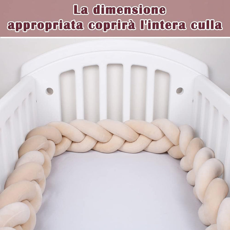3 Shares Paraurti Intrecciato per Bebè, Treccia Paracolpi Annodate Tessute a Mano, Letto a ​Treccia Cuscino, Cuscino Intrecciato per Chi Dorme Sul Fianco (A1,150Cm)