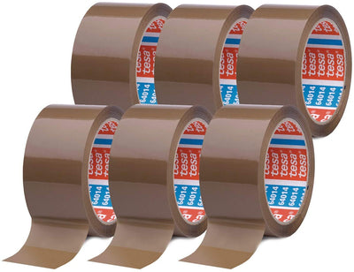 pack 64014 PP Nastro Adesivo Marrone, Resistente All'Invecchiamento E Allo Strappo, Silenzioso E Fortemente Adesivo, Confezione Da 6 Rotoli, 66 M X 50 Mm