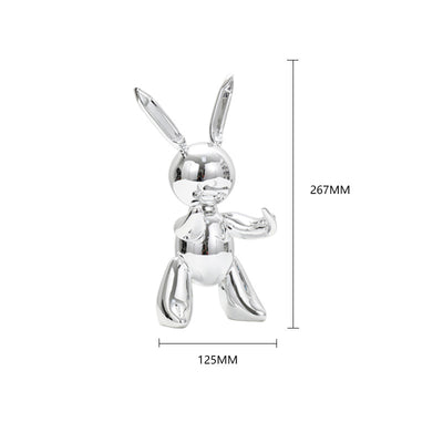 Shiny Balloon Rabbit Statue Simulation Rabbit Animal Art Sculpture Resin