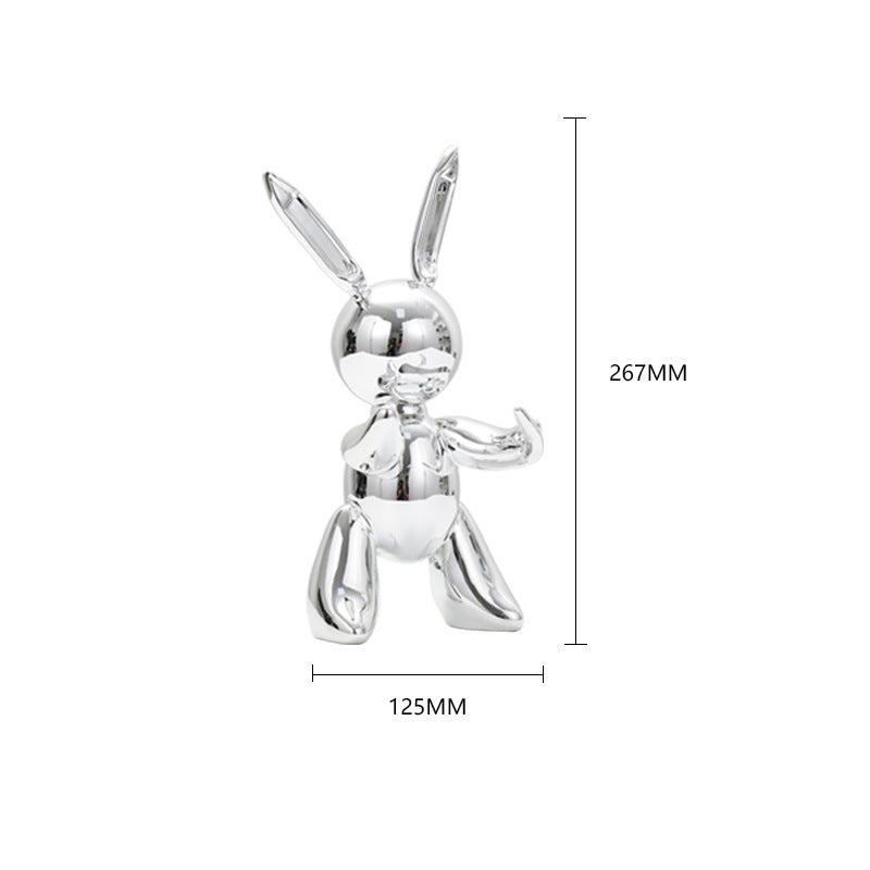 Shiny Balloon Rabbit Statue Simulation Rabbit Animal Art Sculpture Resin