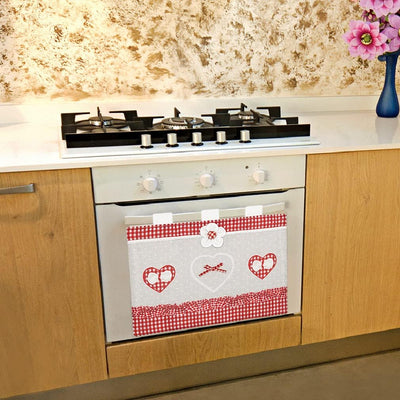 Copriforno Morbido Shabby Chic Cuori Passanti Tessuto Chiusura Velcro Copri Forno Cucina MOD.COPRIFORNO Shabby Chic (D)