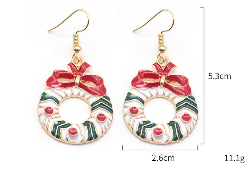 Christmas Cartoon Dripping Oil Color Earrings