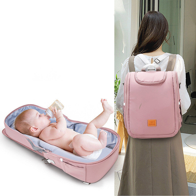 Multi-Function Baby Diaper Maternity Bag Backpack Bed Convertible to Crib Bed