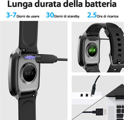 Smartwatch, IP68 Impermeabile,Uomo Donna Fitness, 11 Modalità Sportive, Monitoraggio Del Battito Cardiaco Sonno Ciclo Mestruale Pedometro, Notifiche Whatsapp, Compatibile Con Android/Ios