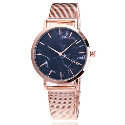 Vansvar Fashion Brand Silver and Gold Mesh Band Creative Marble Wristwatch Casual Women Quartz Watches Gift Relogio Feminino