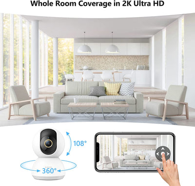 Mi Smart Camera C300 2K, Telecamera Wifi Interno Sorveglianza, Rilevamento Umano Intelligente AI, Risoluzione 2K, Rilevamento Umano Con IA -Lente 6P Apertura F1.4, Bianco
