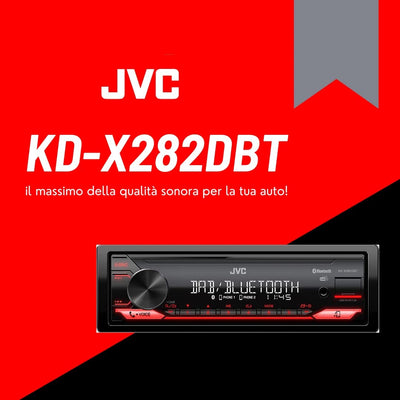 , Autoradio Bluetooth KD-X282DBT, Digital Media Receiver Con DAB+, Chiamate in Viva Voce E Streaming Audio Con App , Display LCS, AUX Frontale E USB Retroilluminata, Nero