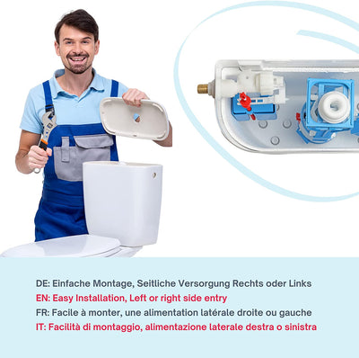 Valvola Di Riempimento Universale per WC Di Risciacquo 3/8 Ugello in Ottone, Valvola a Galleggiante per Lo Sciacquone, Gratis Filter, 5 Anni Di Garanzia Del Produttore