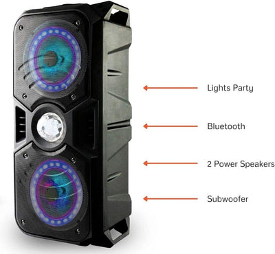 LLX33 Altoparlante Bluetooth Portatile Con Effetto Luce Multicolore | Altoparlante Bluetooth Con Lettore MP3 USB | Altoparlante per Karaoke Con FM, Batteria 12H, Include Microfono