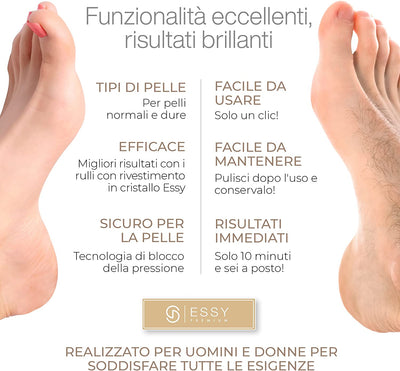 Pedicure Elettrico Professionale Piedi, Talloni Screpolati Lima Togli Calli Pelle Secca Dura Esfoliante Kit per Duroni Con 5 Rulli Ricambio Electric Foot File