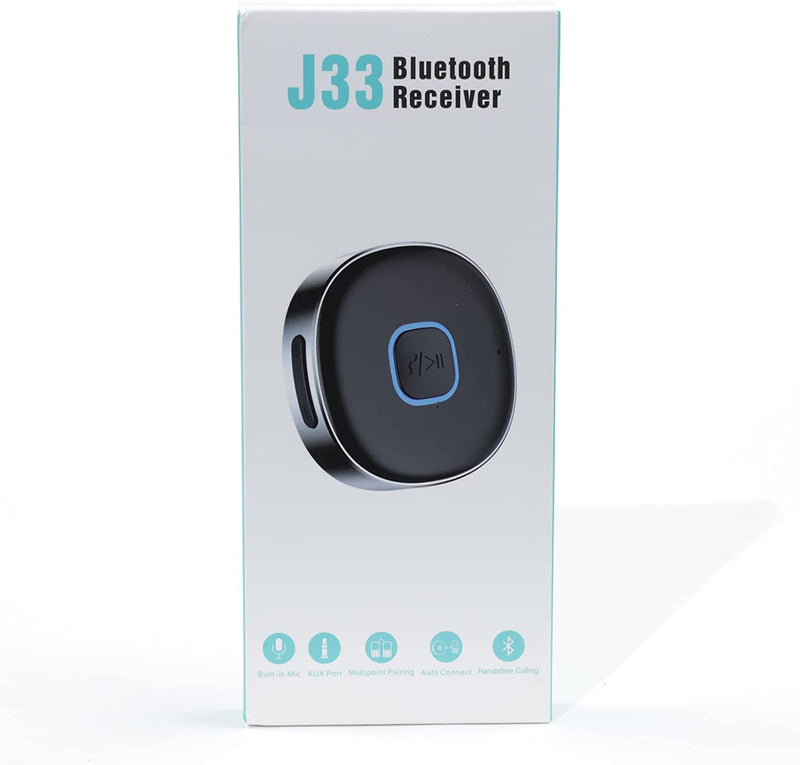 Ricevitore Bluetooth 5.3, Mini Aux Bluetooth Auto per Stereo/Altoparlante/Cuffie Cablate, Adattatore Bluetooth Auto Jack 3.5 Mm, Chiamate in Vivavoce, Connessione Doppia, 16 Ore Di Riproduzione