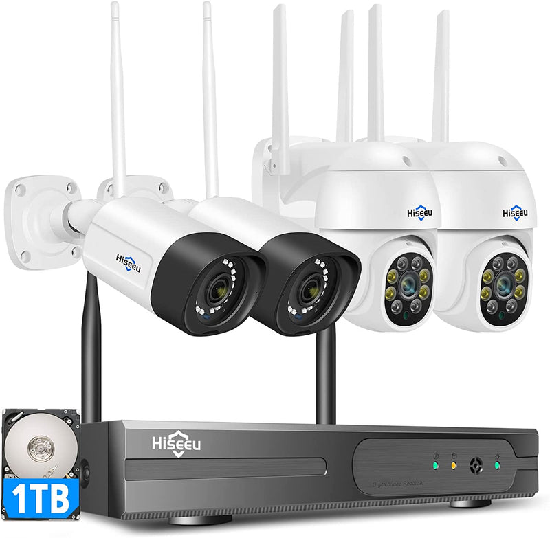 【Ptz+5Mp】 5MP Kit Videosorveglianza Wifi,360° Visione Notturna a Colori,10Ch NVR Con 1TB HDD 4X5Mp Telecamere Wifi,Registrazione 24/7 Sistema,Rlevamento Movimento Alarm Accesso Remoto Alexa