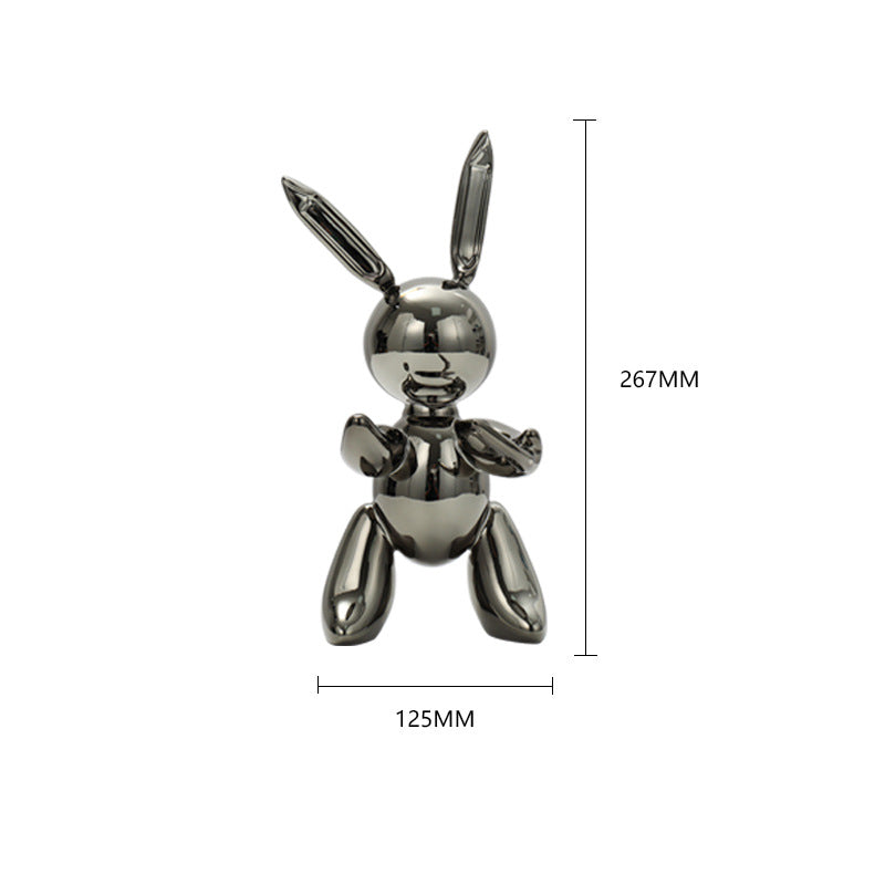 Shiny Balloon Rabbit Statue Simulation Rabbit Animal Art Sculpture Resin