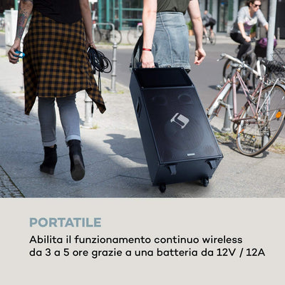 Pro KTV - Cassa Karaoke, Con 2 Microfoni UHF Senza Fili, Display Touch, Wifi, Bluetooth, 2X Porte USB, SD & Micro-Sd, HDMI, AUX, Batteria, Presa Trolley, Eco, Telecomando, 2 Prese Di Trasporto