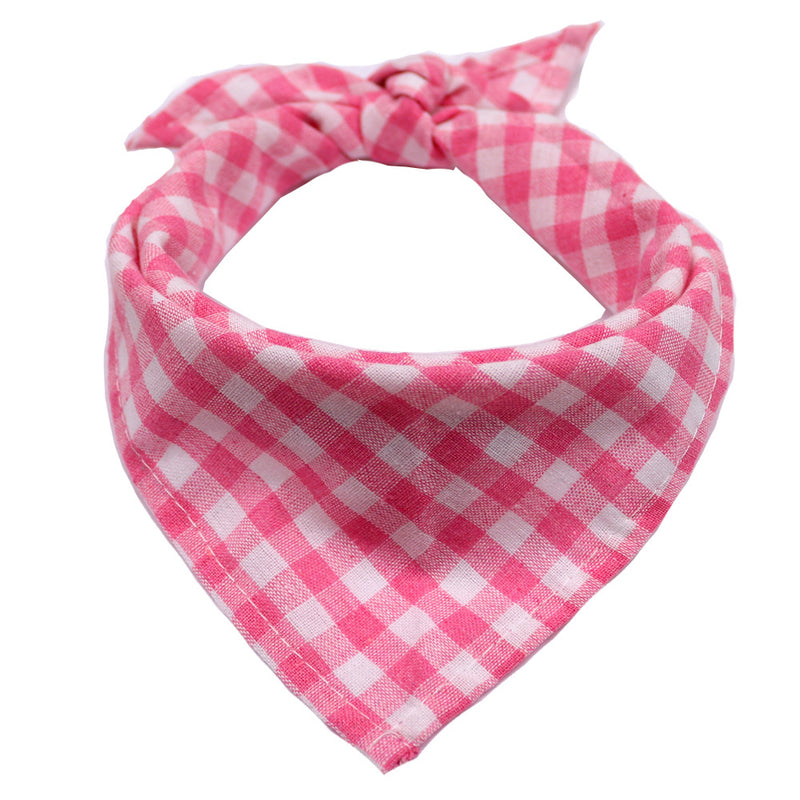 Pet Dog and Cat Plaid Cotton Triangle Scarf