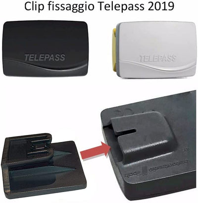 ® Clip Adesiva Supporto Nuovo Modello Telepass Slim- 1 Pezzo - Nero