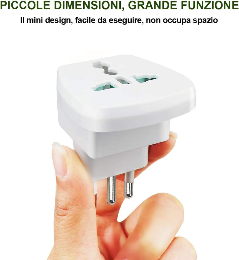 Adattatore Universale Da Viaggio, Adapter/Adattatore Da Viaggio World to Italy, Bianco, 2 Pezzi