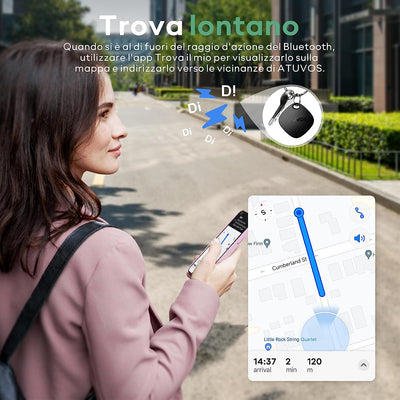 Smart Tracker Tag, Bluetooth Localizzatore Compatibile Con Apple Dov'È (Solo Ios), Trova Oggetti E Chiavi/Bagagli/Valigie/Zaini/Portafogli, Batteria Sostituibile, IP67 Impermeabile,1 Pezzo Nero