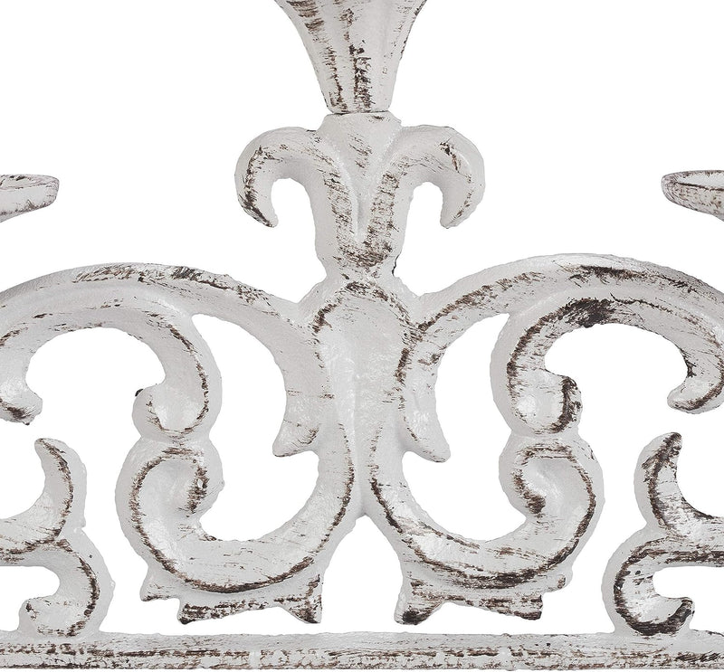 Portacandele Antico, a 5 Bracci Candelabro, Shabby Chic, Vintage, HLP 20X59X9,5 Cm, Bianco