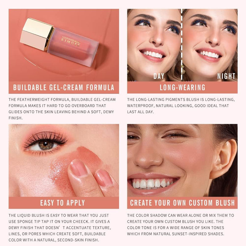 Blush Liquido: Blush in Crema Cheek Heat, Texture Leggera Ed Effetto Naturale,Dewy Liquid Blush Trucco (Joyful-Coral Sheer)