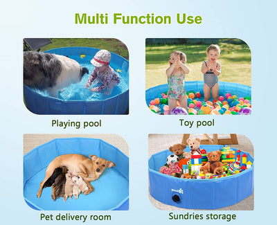 Piscina per Cani Piccoli E Medi(120X30Cm), Vasca Da Bagno per Cani, Piscina Con Palline per Bambini, Di PVC Pieghevole Antiscivolo Resistente All'Usura,Blu