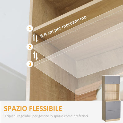 Credenza Moderna per Cucina Con 2 Cassetti E Armadietto, Mobile Dispensa per Microonde E Macchina per Caffè, Grigio