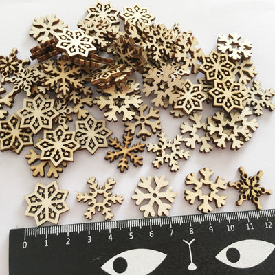 Christmas Decoration Wooden Log Color Snowflake Flakes