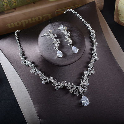 TL205 Korean Bridal Rhinestone Earrings, Necklace, Bridal Jewelry, Wedding Tiara, Accessories, Suits