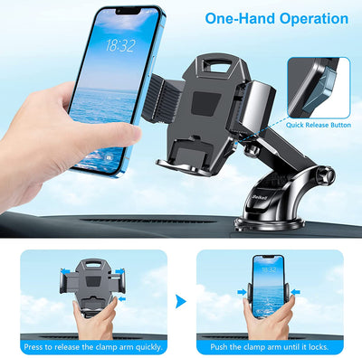 Supporto Auto Smartphone, Supporto per Telefono per Auto [360 Gradi Di Rotazione] Con Cruscotto Regolabile E Supporto per Braccio Estensibile per Auto Forte Rilievo in Gel Appiccicoso